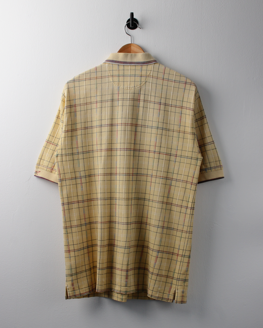 90s Greg Norman Yellow Chequered Polo (L)