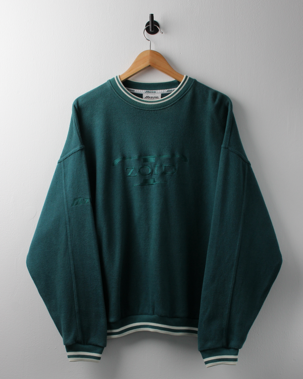 90s Mizuno T-ZOID Green & White Crewneck Sweatshirt (L)
