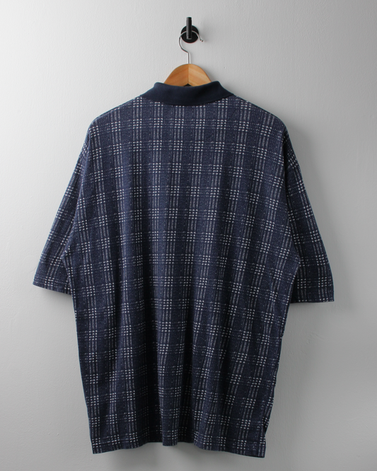 90s IZOD Blue & White Abstract Chequered Polo (L)