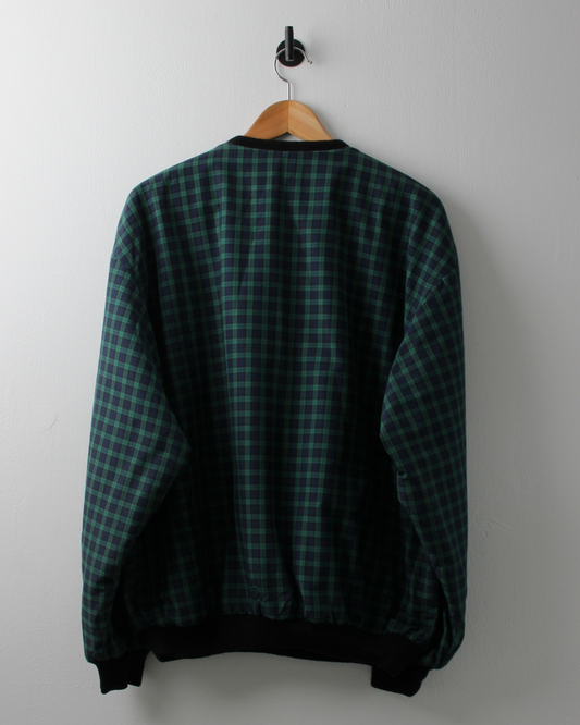 90s Ellanique LUFC Blue & Green Plaid Heavyweight Pullover (M)