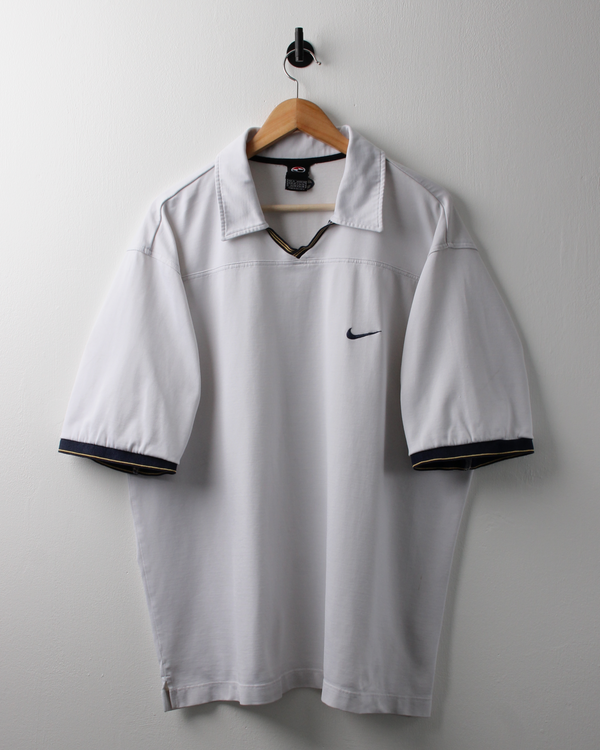 90s Nike Tiger Woods Yin Yang White Buttonless Polo (XL)