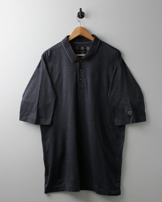 00s Nike Shield Logo Grey Micro Pattern Polo (XL)