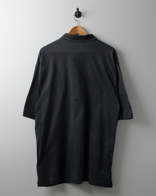 00s Nike Shield Logo Grey Micro Pattern Polo (XL)