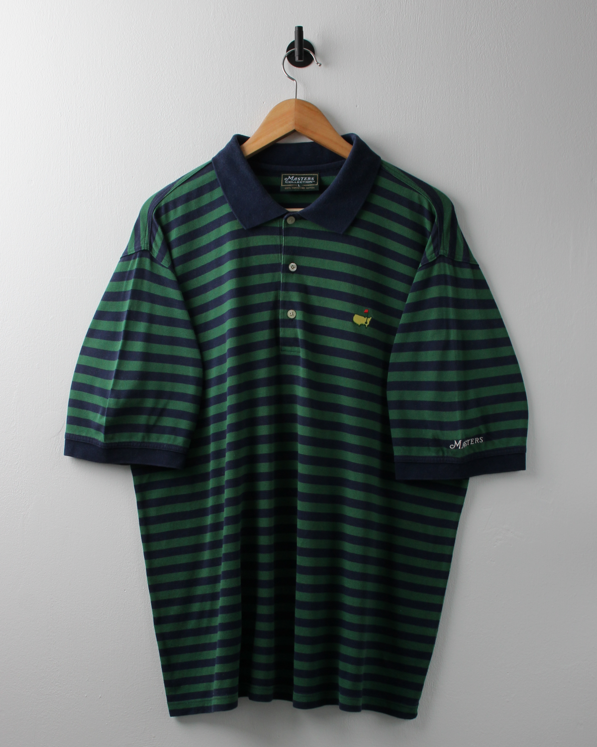 00s Masters Green & Navy Striped Polo (L)