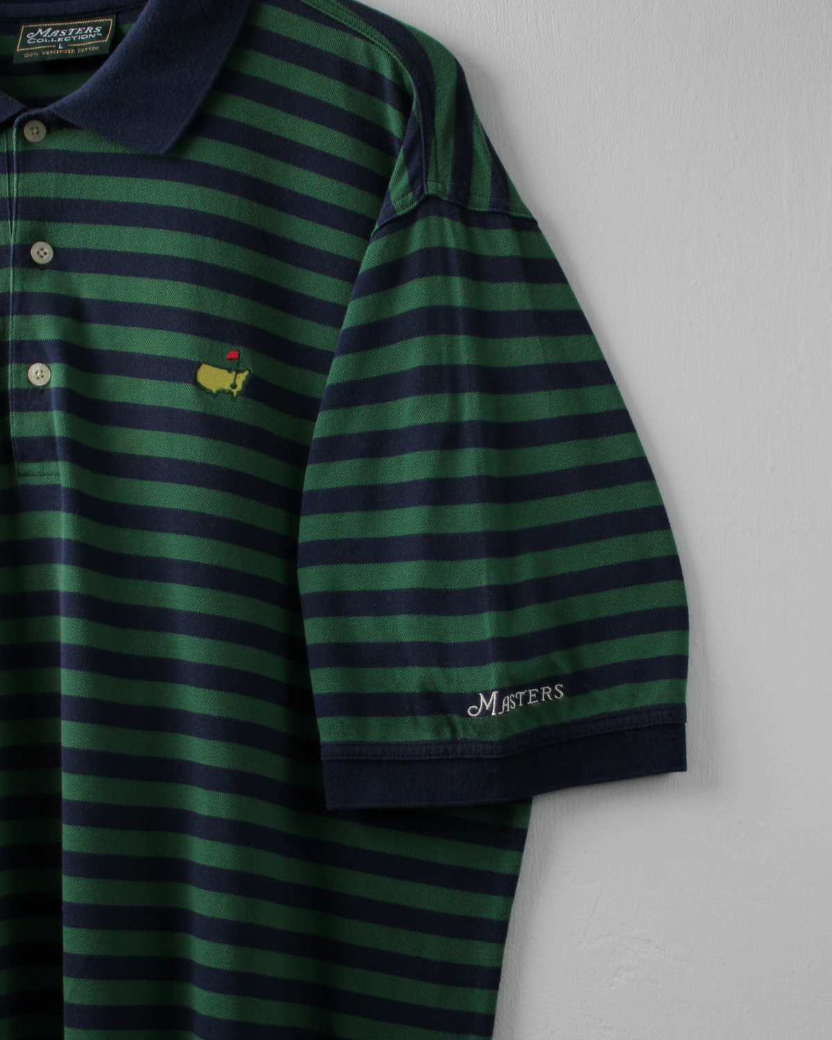 00s Masters Green & Navy Striped Polo (L)