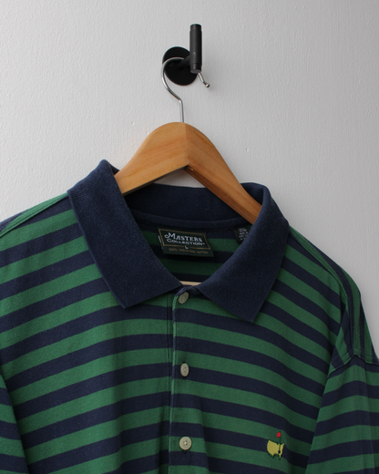 00s Masters Green & Navy Striped Polo (L)