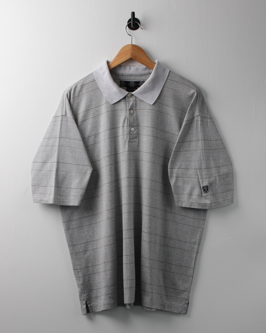 00s Nike Shield Logo Grey Chequered Polo (L)