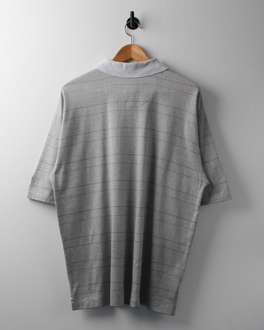 00s Nike Shield Logo Grey Chequered Polo (L)