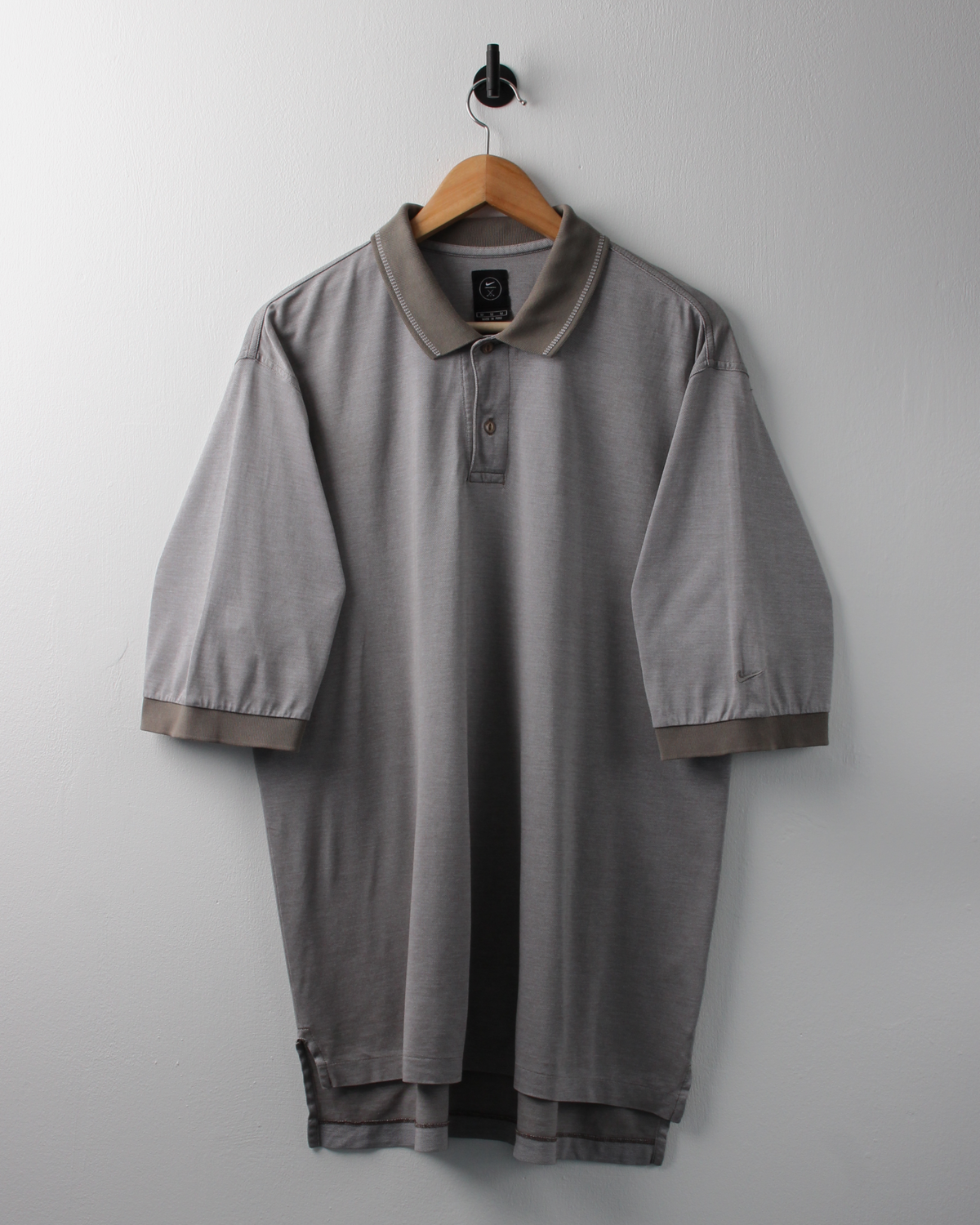 90s Nike Grey & Khaki Textured Polo (L)