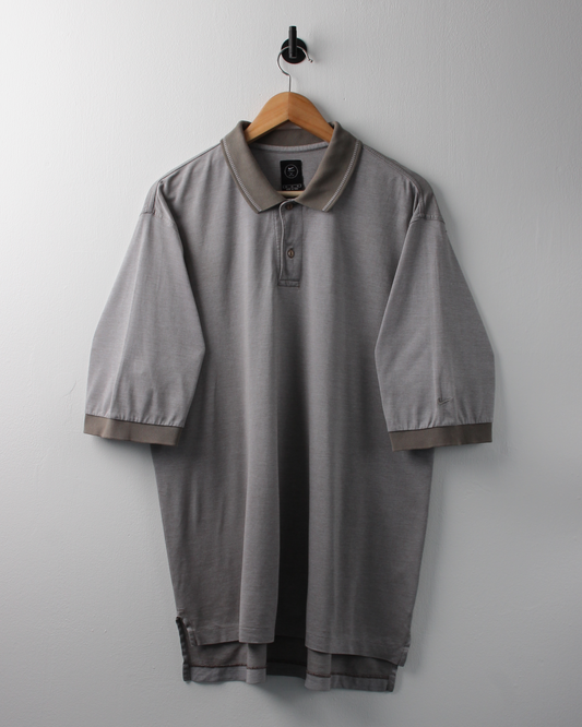 90s Nike Grey & Khaki Textured Polo (L)