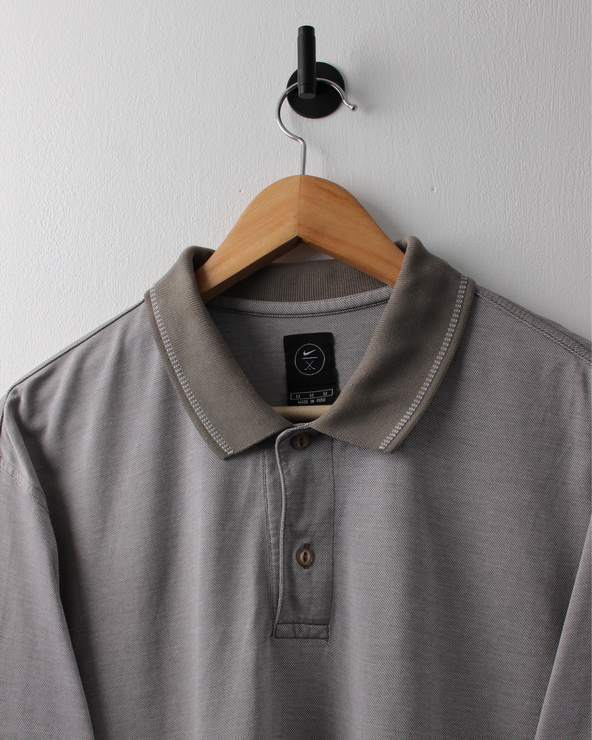 90s Nike Grey & Khaki Textured Polo (L)