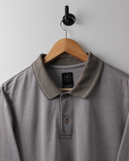 90s Nike Grey & Khaki Textured Polo (L)
