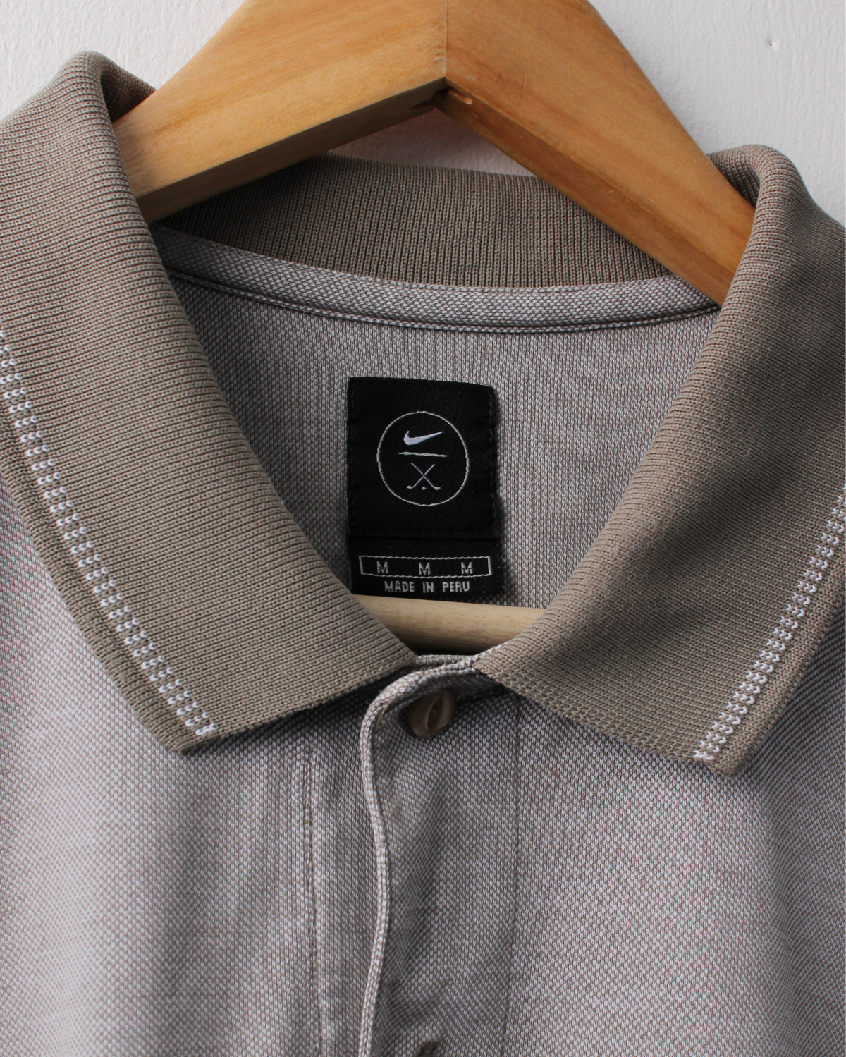 90s Nike Grey & Khaki Textured Polo (L)