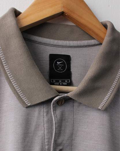 90s Nike Grey & Khaki Textured Polo (L)