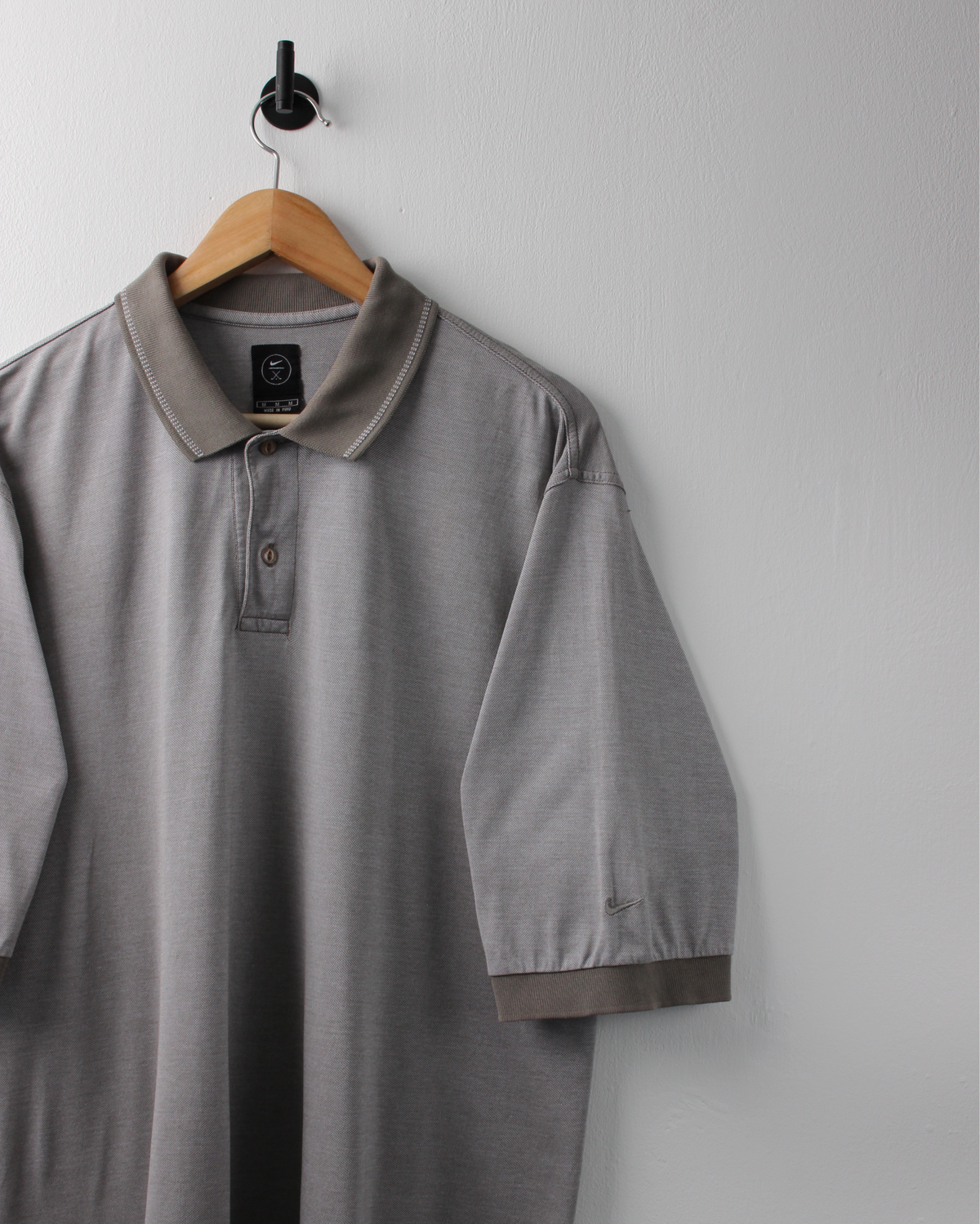 90s Nike Grey & Khaki Textured Polo (L)
