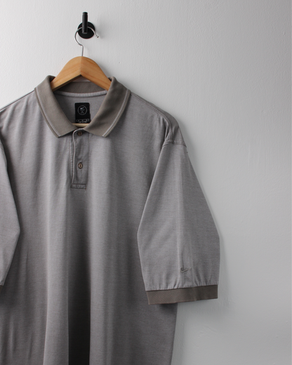 90s Nike Grey & Khaki Textured Polo (L)