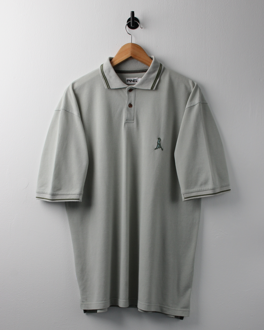 90s Ping ‘Mr Ping’ Logo Light Green Polo (L)