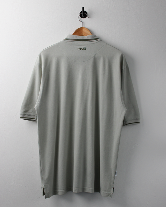 90s Ping ‘Mr Ping’ Logo Light Green Polo (L)