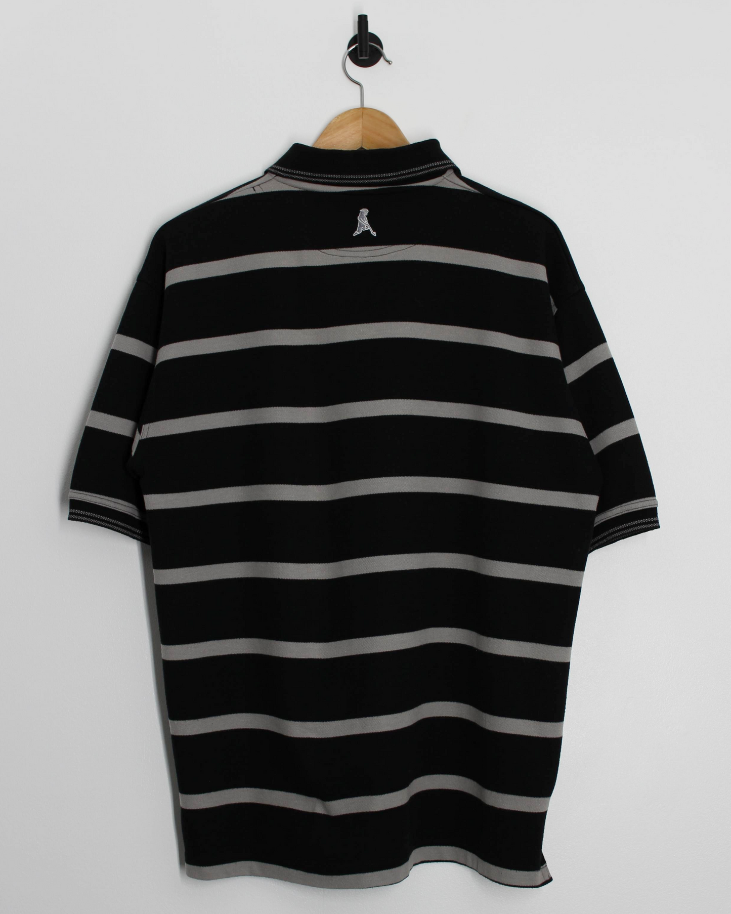 00s Ping Black/Grey Striped Polo-Shirt (L)