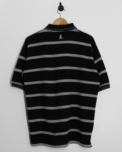 00s Ping Black/Grey Striped Polo-Shirt (L)