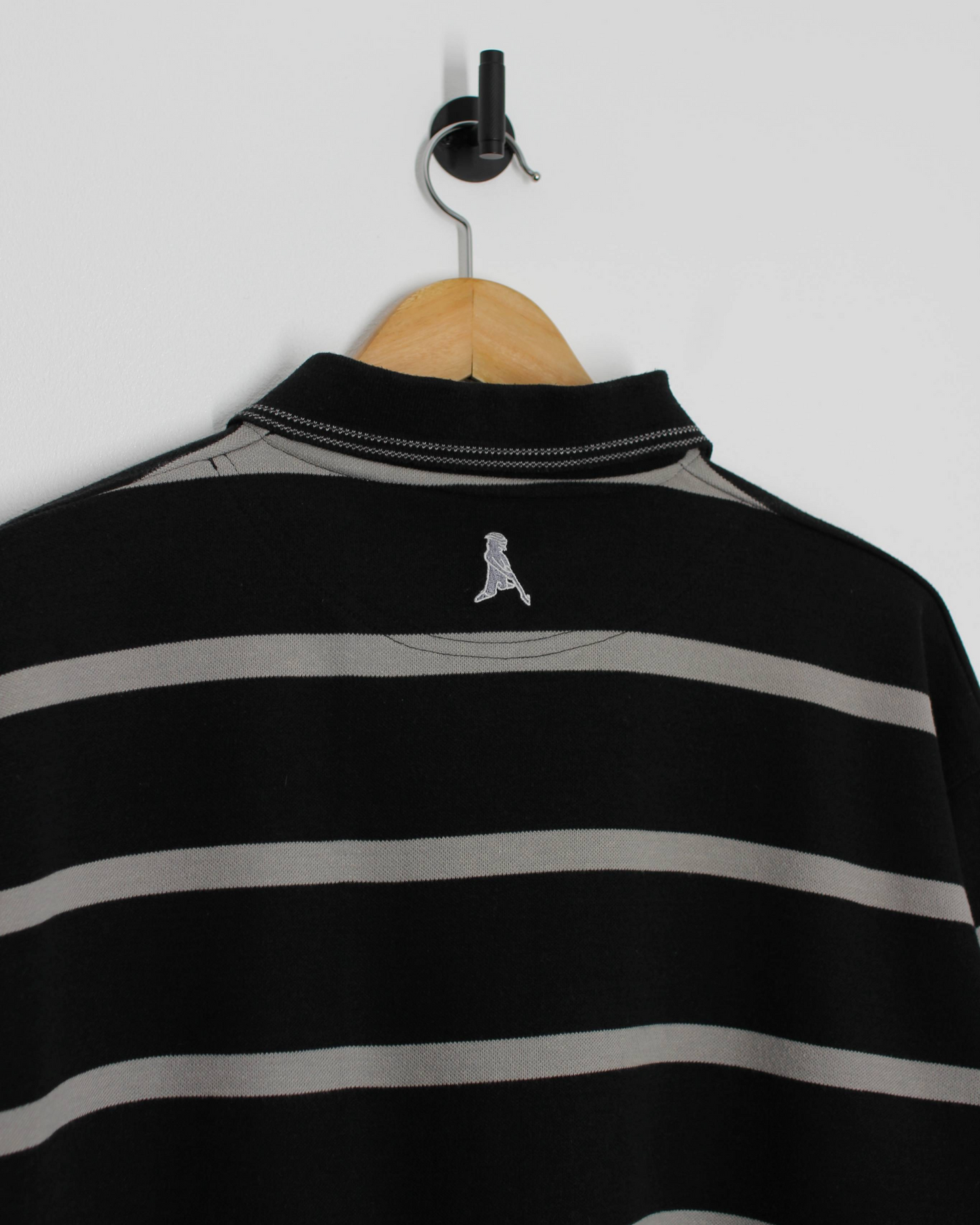 00s Ping Black/Grey Striped Polo-Shirt (L)