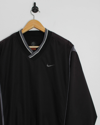 90s Nike Black/Grey V-Neck Windbreaker (S)