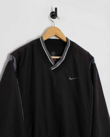 90s Nike Black/Grey V-Neck Windbreaker (S)