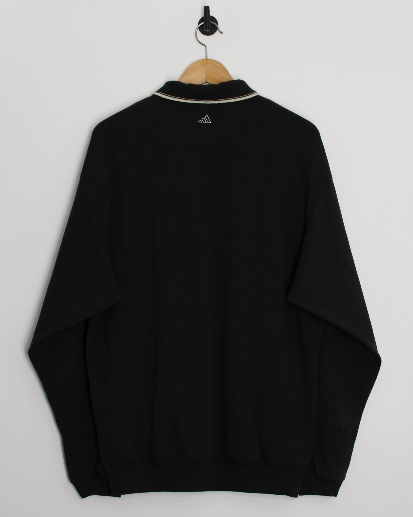 00s Adidas Black Long Sleeve Polo-Shirt Sweatshirt with Tags (L)