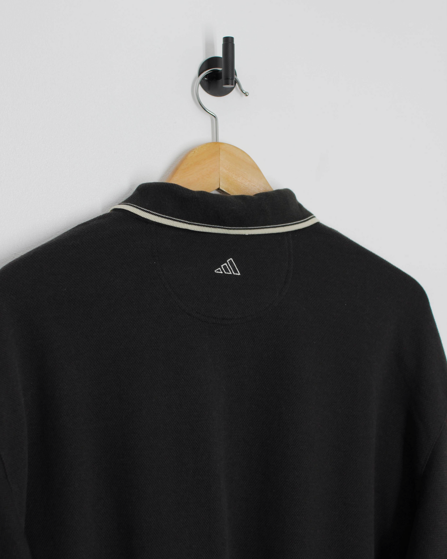00s Adidas Black Long Sleeve Polo-Shirt Sweatshirt with Tags (L)