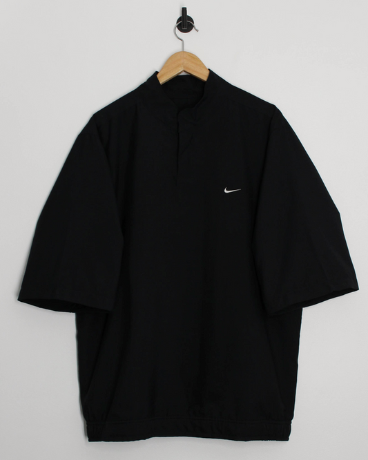 00s Nike Shield Logo Black Short Sleeve Windbreaker (L)