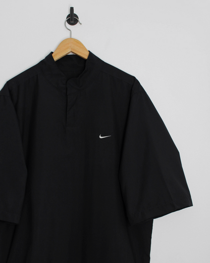 00s Nike Shield Logo Black Short Sleeve Windbreaker (L)