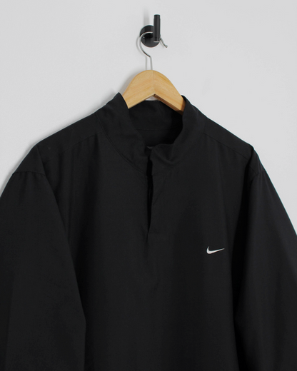 00s Nike Shield Logo Black Short Sleeve Windbreaker (L)