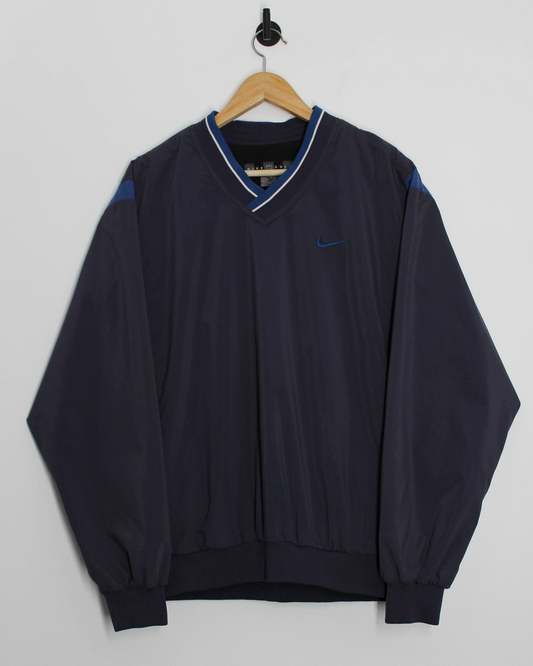 00s Nike Navy/Blue V-Neck Windbreaker (M)