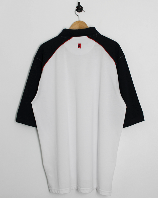 00s Nike Tiger Woods White/Navy Zipped Polo-Shirt (XXL)