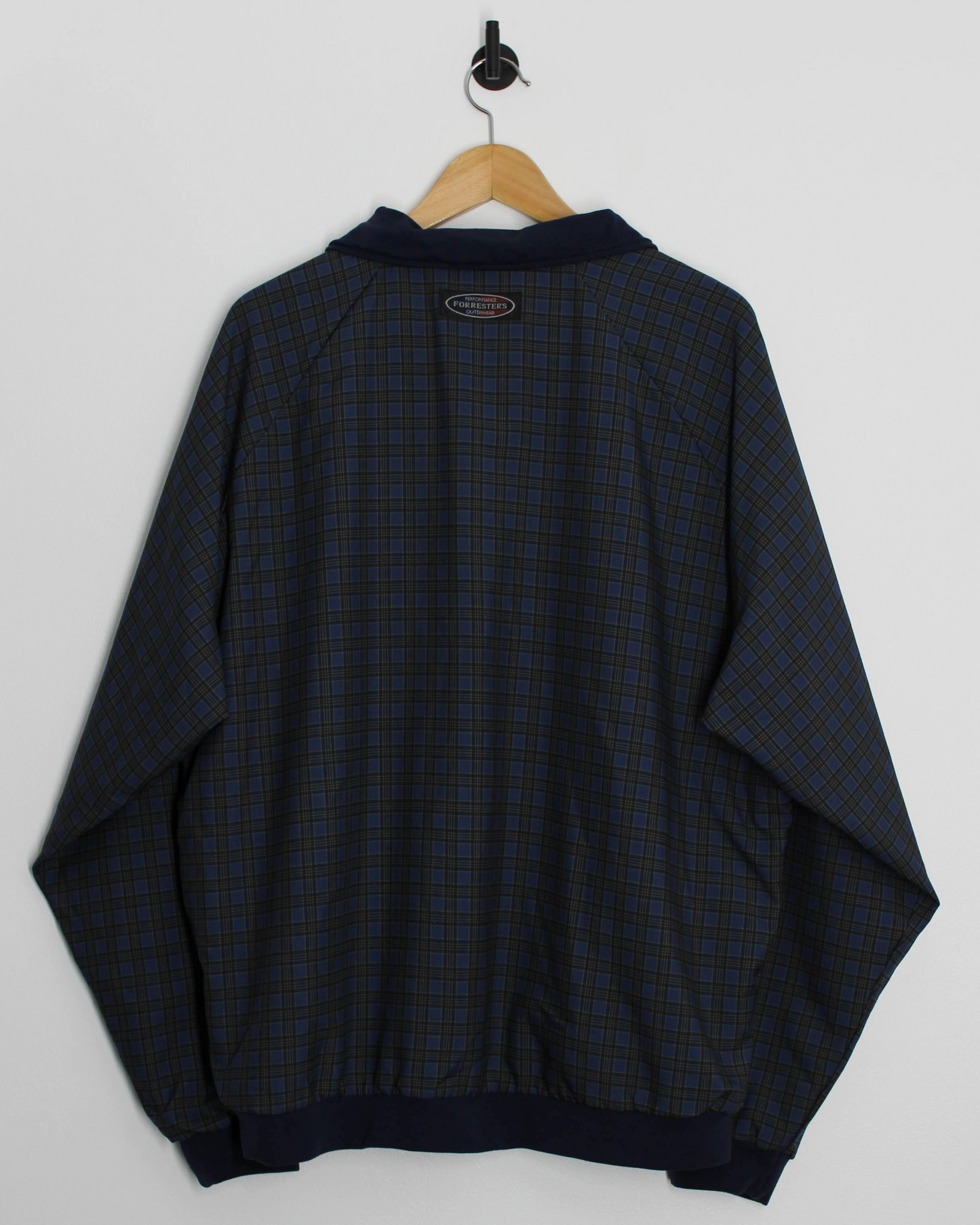 90s Forresters Reversible Navy/Plaid Quarter Zip Windbreaker (L)