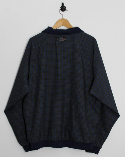 90s Forresters Reversible Navy/Plaid Quarter Zip Windbreaker (L)