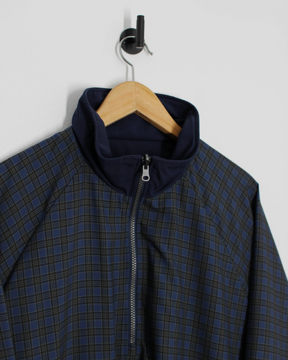 90s Forresters Reversible Navy/Plaid Quarter Zip Windbreaker (L)