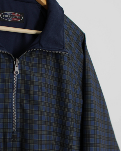 90s Forresters Reversible Navy/Plaid Quarter Zip Windbreaker (L)