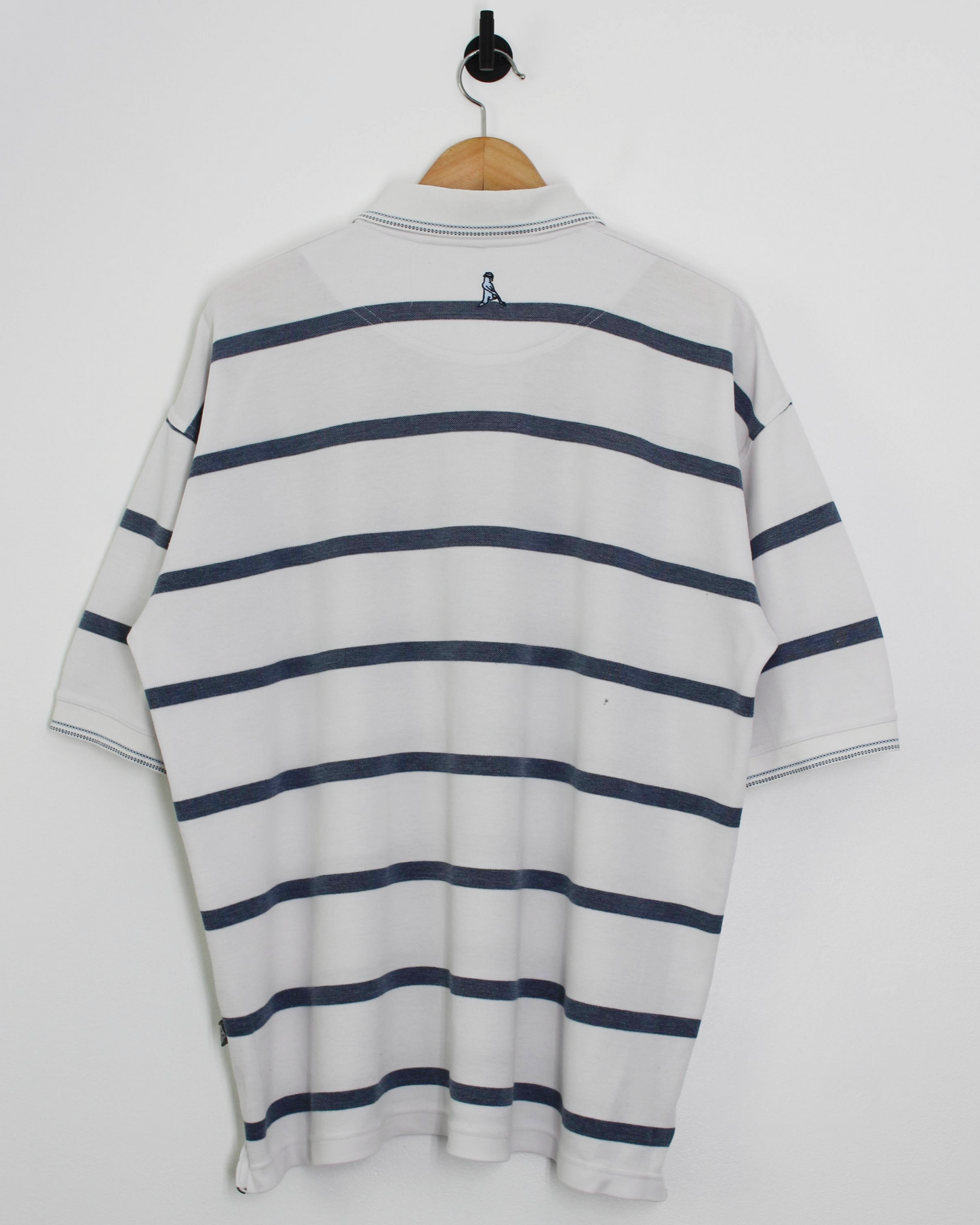 00s Ping ‘Mr Ping’ Logo White/Blue Striped Polo (XL)