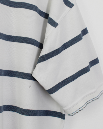 00s Ping ‘Mr Ping’ Logo White/Blue Striped Polo (XL)