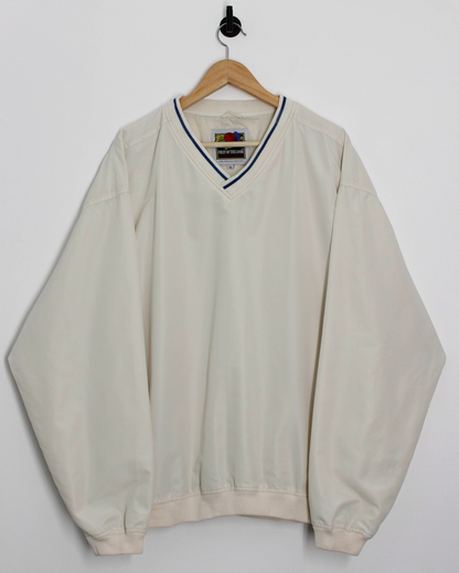 90s Fruit Of The Loom Cream V-Neck Windbreaker (XL)