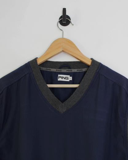 00s Ping ‘Mr Ping’ Logo Navy/Grey Golf Vest (L)