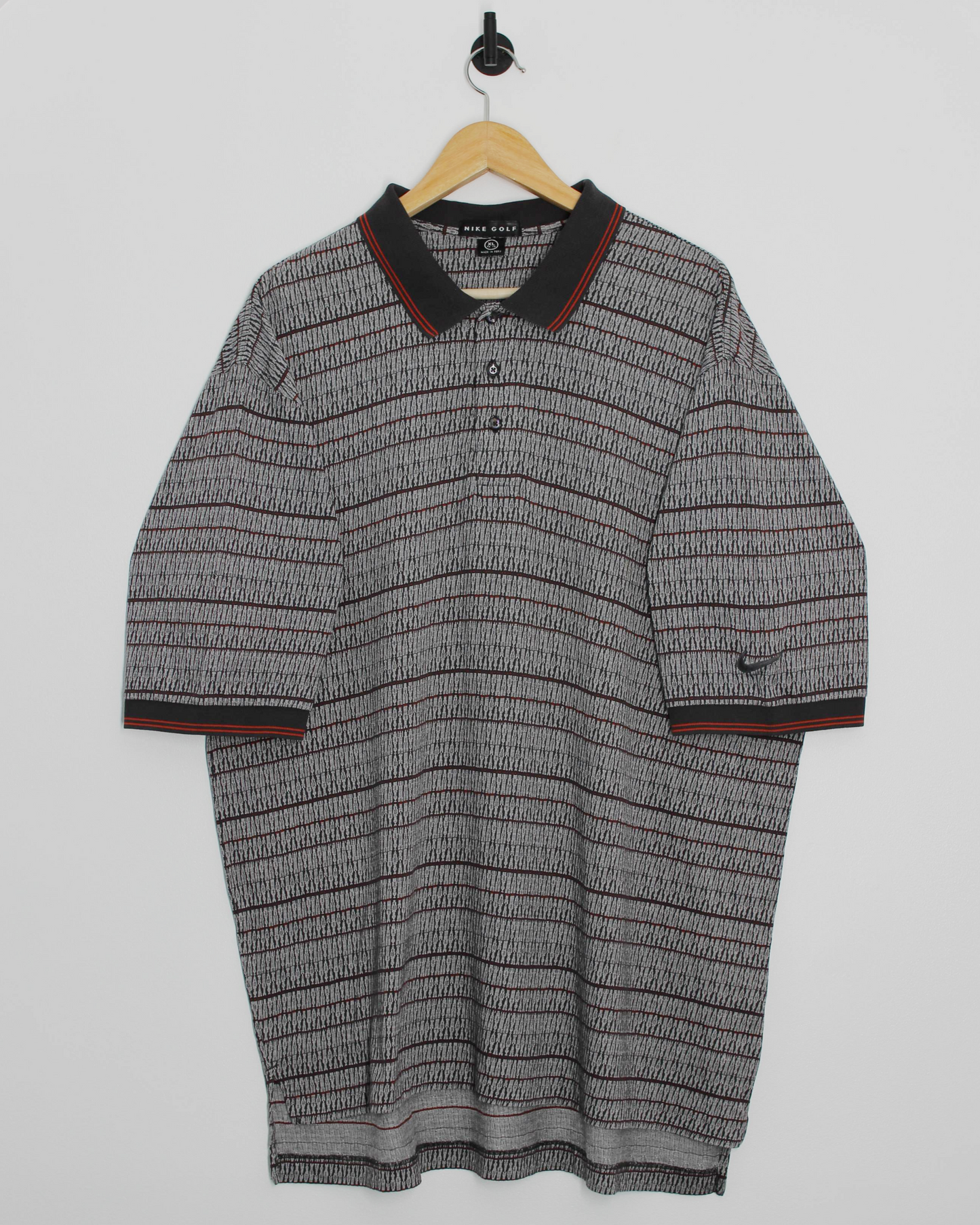 90s Nike Grey/Orange Abstract Polo-Shirt (XL/XXL)