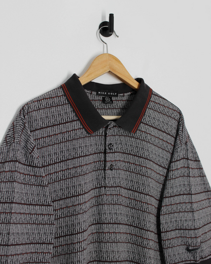 90s Nike Grey/Orange Abstract Polo-Shirt (XL/XXL)