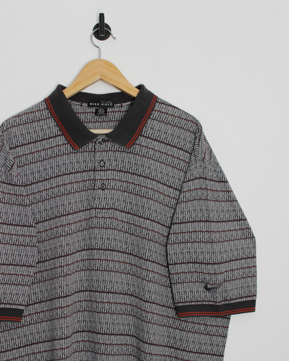 90s Nike Grey/Orange Abstract Polo-Shirt (XL/XXL)
