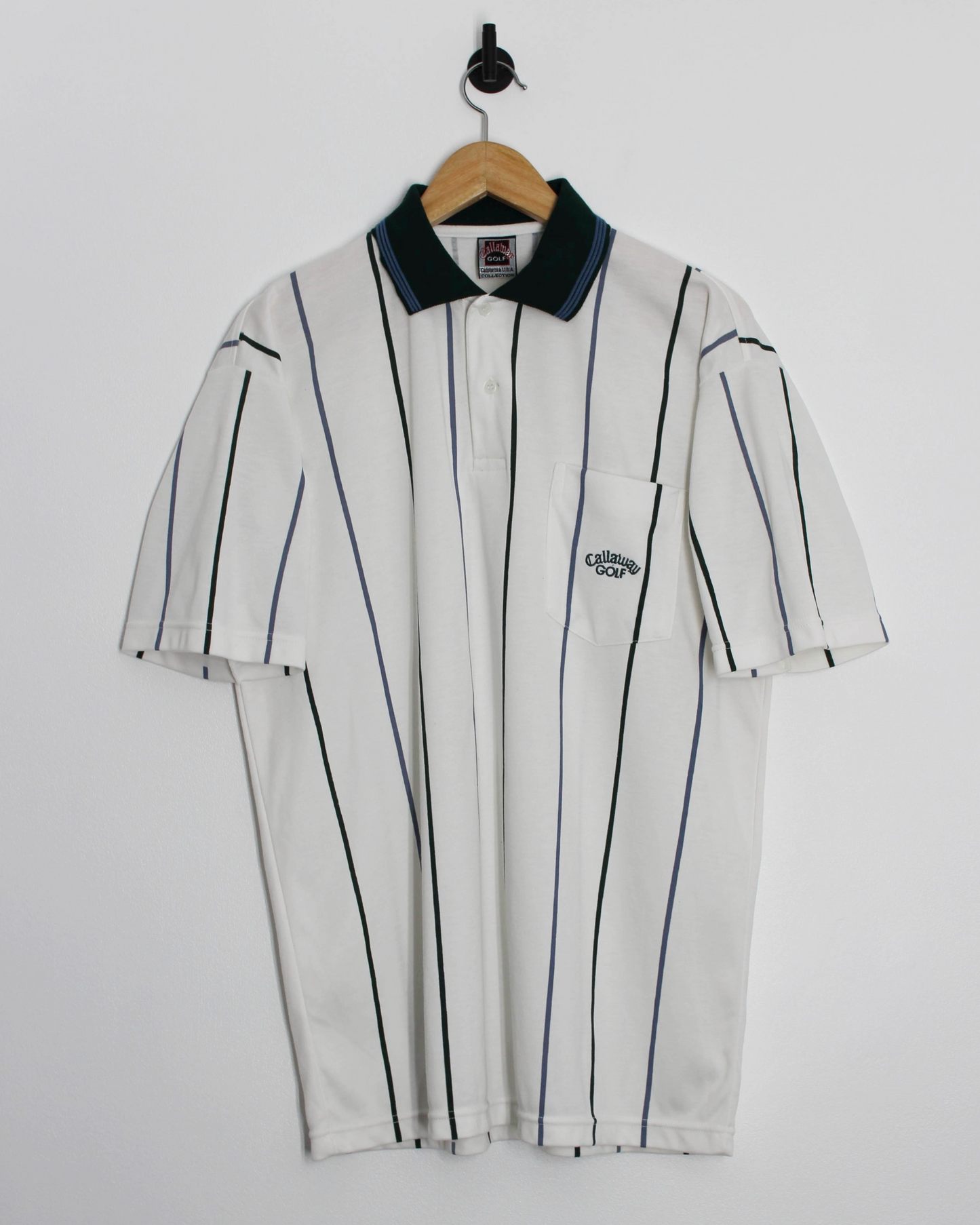 90s Callaway USA Collection White Striped polo-Shirt (L)