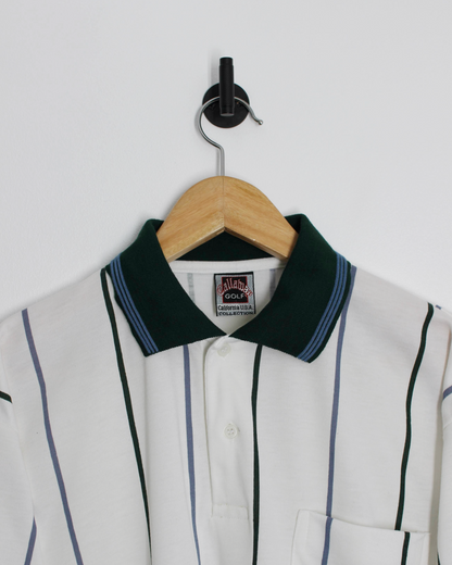 90s Callaway USA Collection White Striped polo-Shirt (L)