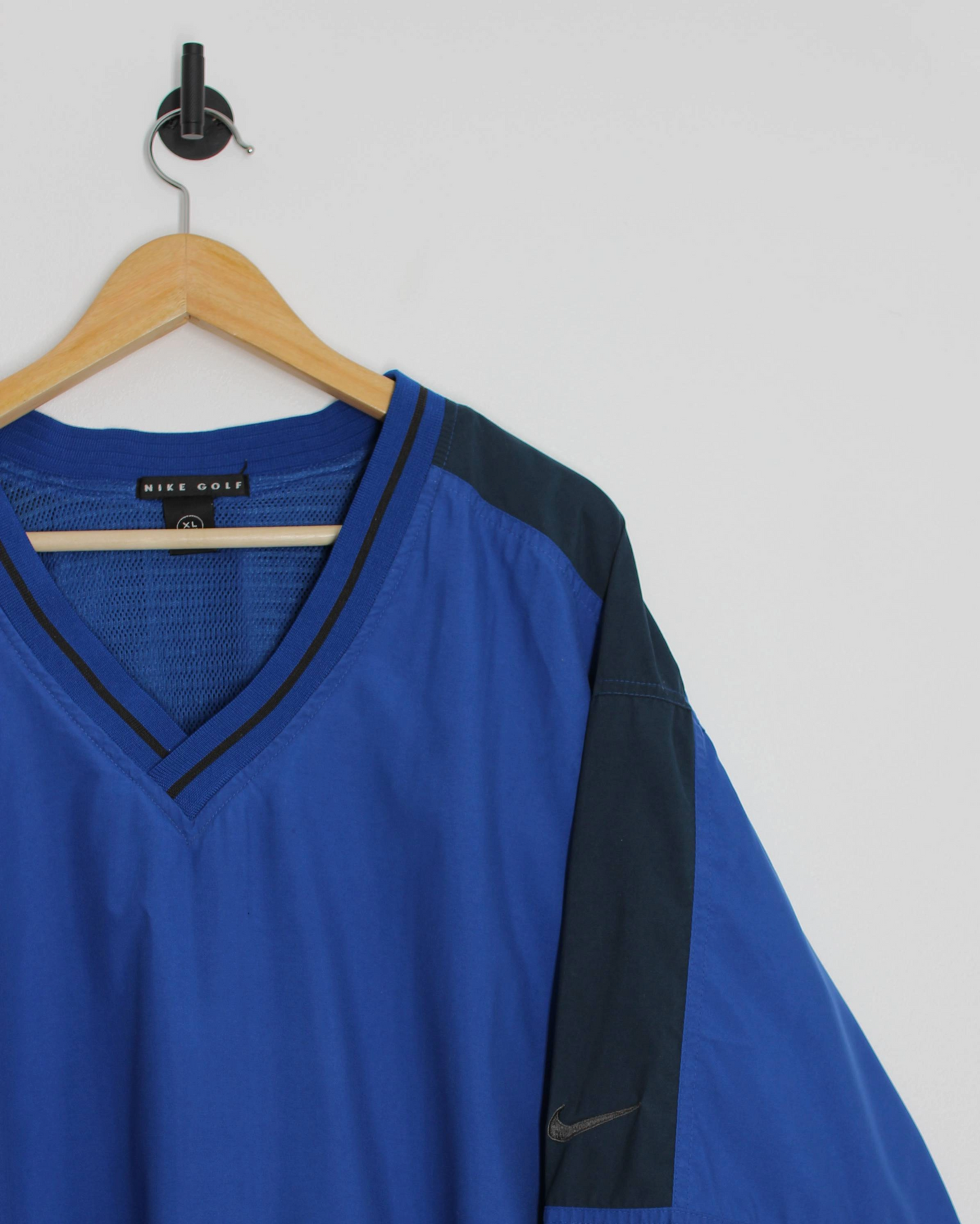 90s Nike Blue/Black V-Neck Windbreaker (XL)