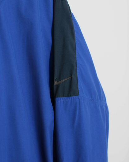 90s Nike Blue/Black V-Neck Windbreaker (XL)