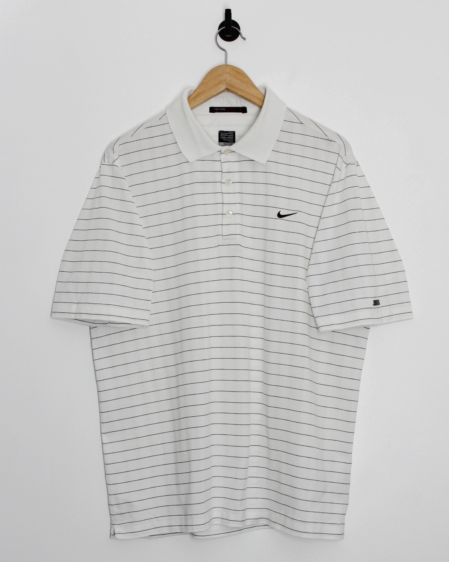 00s Nike Tiger Woods White/Black Polo-Shirt (L)